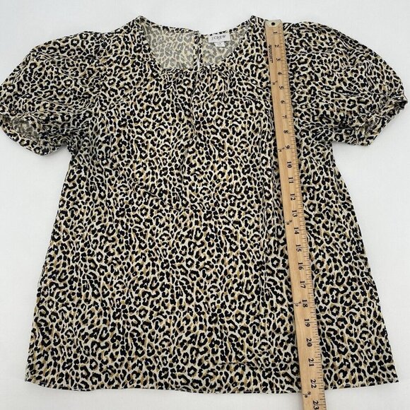 J. Crew Style AL520 Leopard Print Puff Sleeve Poplin Top Size XS - Picture 5 of 8